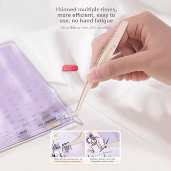 Sandi yipin kunstlike ripsmete pintsetid, 7-kujuline, sulgklips, roostevaba teras