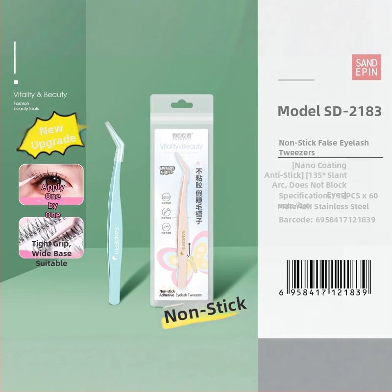 Sandi yipin kunstlike ripsmete pintsetid, 7-kujuline, sulgklips, roostevaba teras