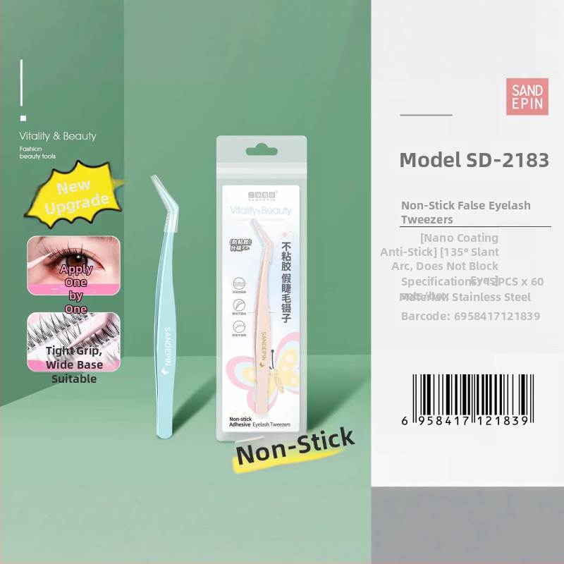 Sandi yipin kunstlike ripsmete pintsetid, 7-kujuline, sulgklips, roostevaba teras