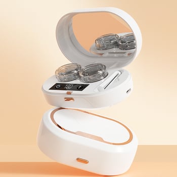 Kontaktlencse tisztító, teljesen automata összecsukható kialakítás, ultrahangos öblítés és sterilizálás, nettó tömeg 320 g