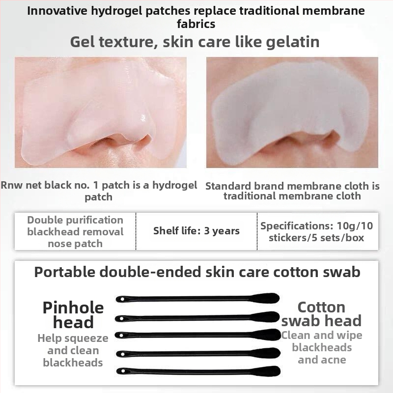 Ruwei nosies pleistras nuo juodųjų dėmių – dvigubos drėkinančios formulės, 5 pleistrų rinkinys, tinkama visiems odos tipams, galiojimo laikas 3 metai