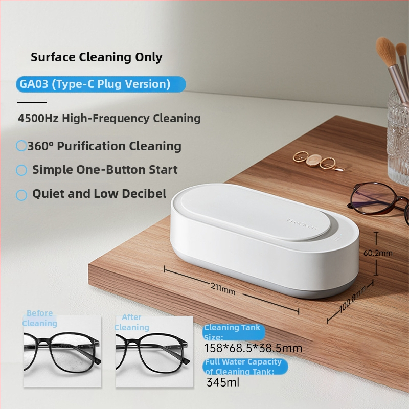 Curățător ultrasonic pentru bijuterii și ceasuri GA03, alimentare USB, capacitate 301–500 ml, putere 10 W, bază HIPS+ABS