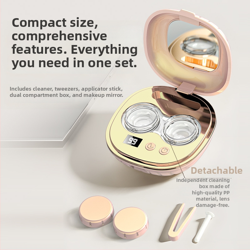 Ultragarsinis kontaktinių lęšių valymo dėklas su automatinio skalavimo funkcija — YJ-77, USB įkrovimas, 3.7V, 5W, veikimo laikas iki 2 val.