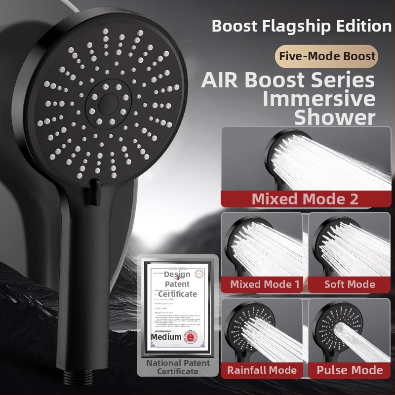 Slėginė dušo galva, reguliuojama penkių greičių, didelis išėjimo panelis ir universali sąsaja