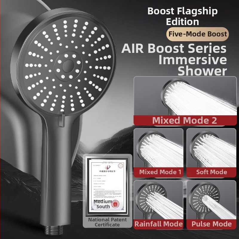 Slėginė dušo galva, reguliuojama penkių greičių, didelis išėjimo panelis ir universali sąsaja