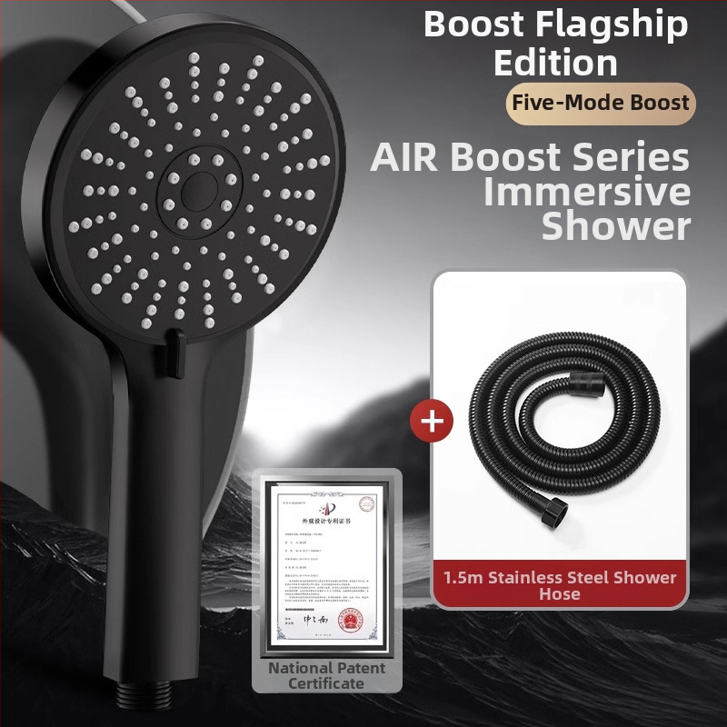 Slėginė dušo galva, reguliuojama penkių greičių, didelis išėjimo panelis ir universali sąsaja