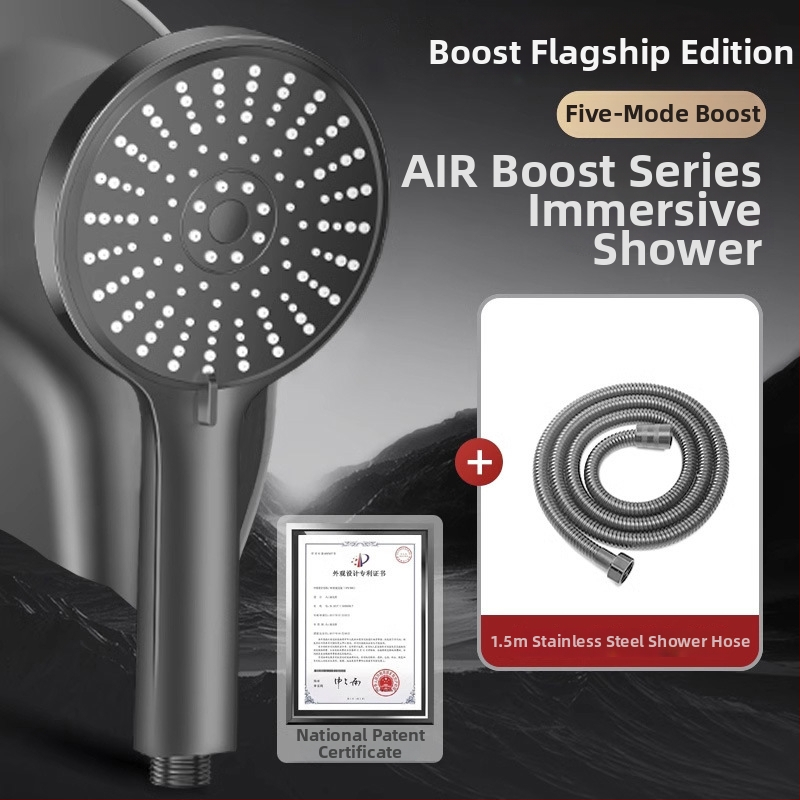 Slėginė dušo galva, reguliuojama penkių greičių, didelis išėjimo panelis ir universali sąsaja