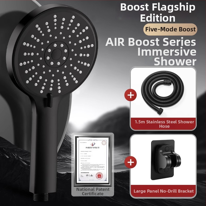 Slėginė dušo galva, reguliuojama penkių greičių, didelis išėjimo panelis ir universali sąsaja