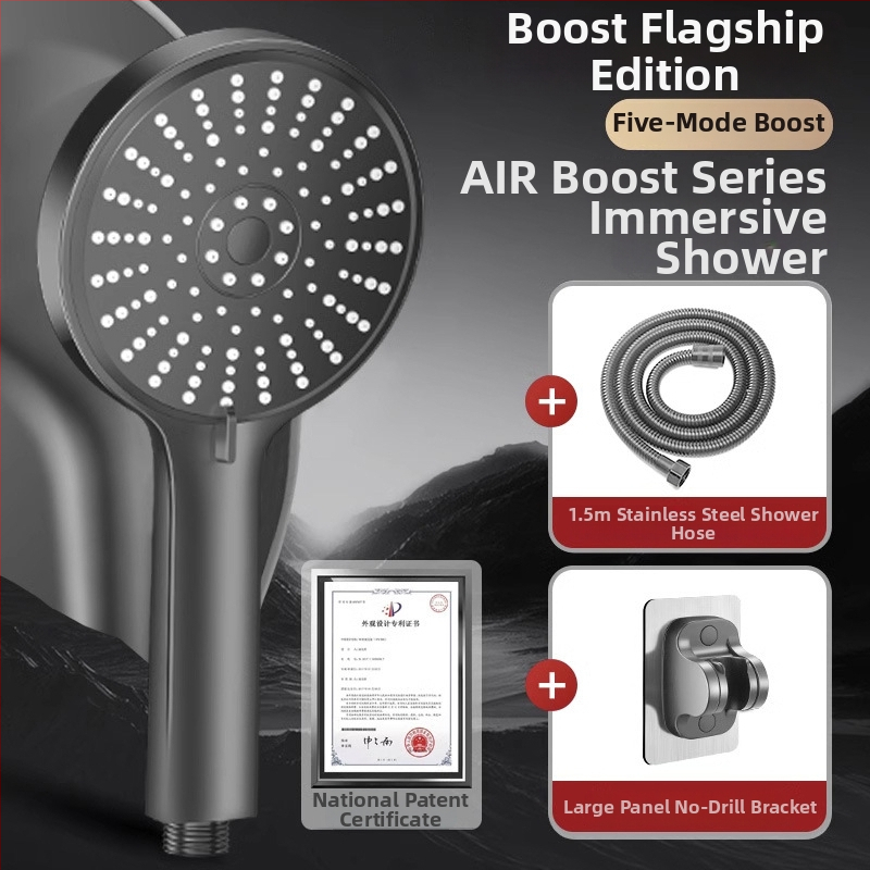 Slėginė dušo galva, reguliuojama penkių greičių, didelis išėjimo panelis ir universali sąsaja