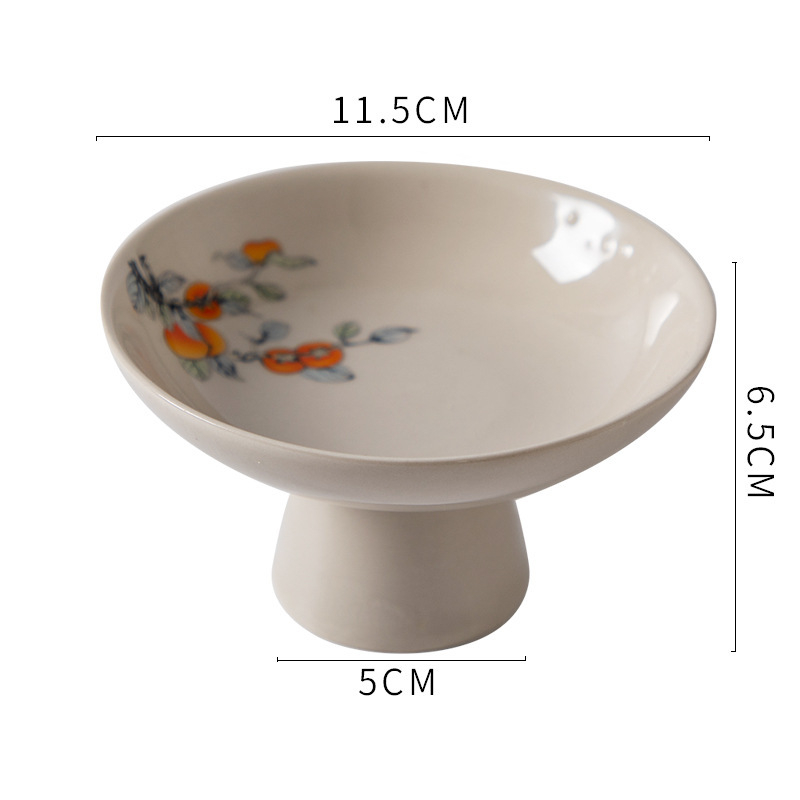 Κεραμικό πιάτο με χειροποίητη ζωγραφική, υψηλό πόδι για σερβίρισμα φρούτων και σνακ τσαγιού, ανθεκτικό σε φούρνο μικροκυμάτων, δυνατότητα εκτύπωσης λογότυπου και παραμετροποίησης