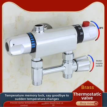 Termostatinis maišymo vožtuvas, modelis 5541, iš vario, darbinė temperatūra 80°C, sieninis montavimas, keraminis kartridžo vožtuvas