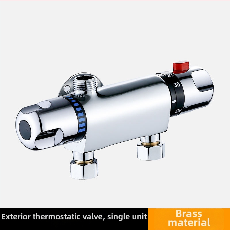 Termostatinis maišymo vožtuvas, modelis 5541, iš vario, darbinė temperatūra 80°C, sieninis montavimas, keraminis kartridžo vožtuvas