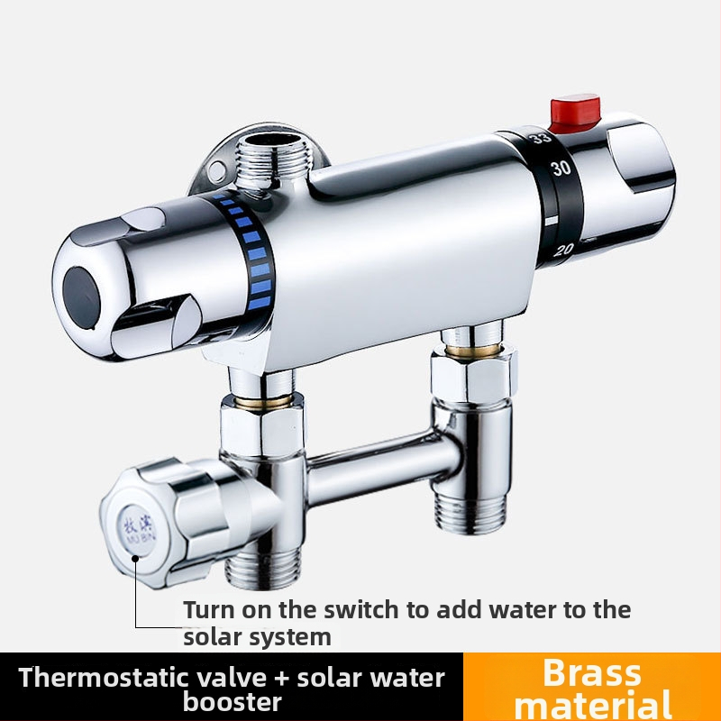 Termostatinis maišymo vožtuvas, modelis 5541, iš vario, darbinė temperatūra 80°C, sieninis montavimas, keraminis kartridžo vožtuvas