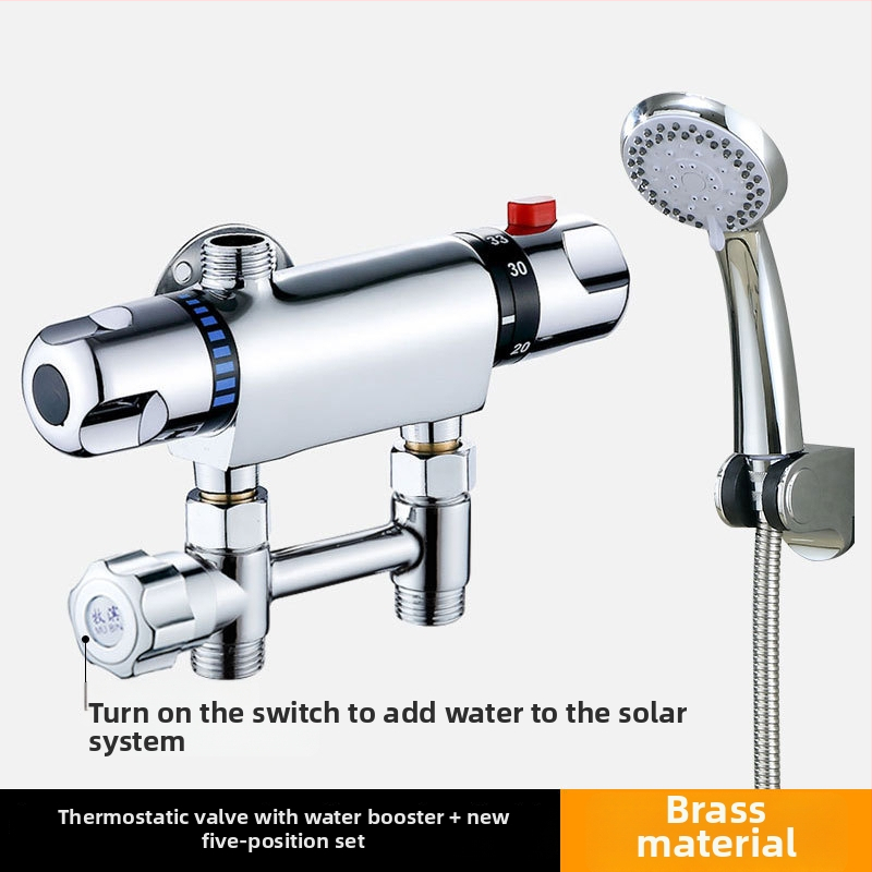 Termostatinis maišymo vožtuvas, modelis 5541, iš vario, darbinė temperatūra 80°C, sieninis montavimas, keraminis kartridžo vožtuvas
