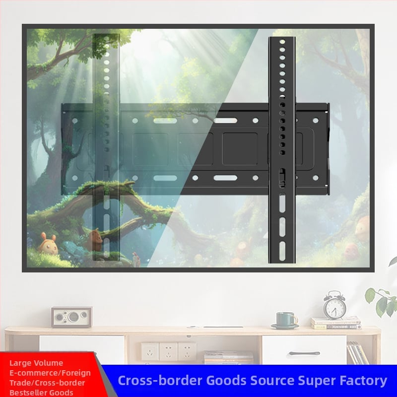 Stiprintas universalus televizoriaus laikiklis sienos montažui, plieno konstrukcija iš aukštos kokybės šaltai valcuoto plieno, apkrova daugiau nei 15 kg, įtrauktas kilpos ir sieninis kabinimas