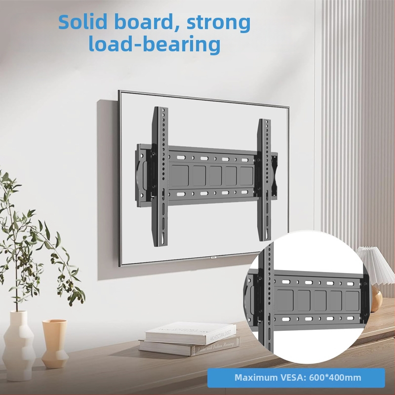 Stiprintas universalus televizoriaus laikiklis sienos montažui, plieno konstrukcija iš aukštos kokybės šaltai valcuoto plieno, apkrova daugiau nei 15 kg, įtrauktas kilpos ir sieninis kabinimas