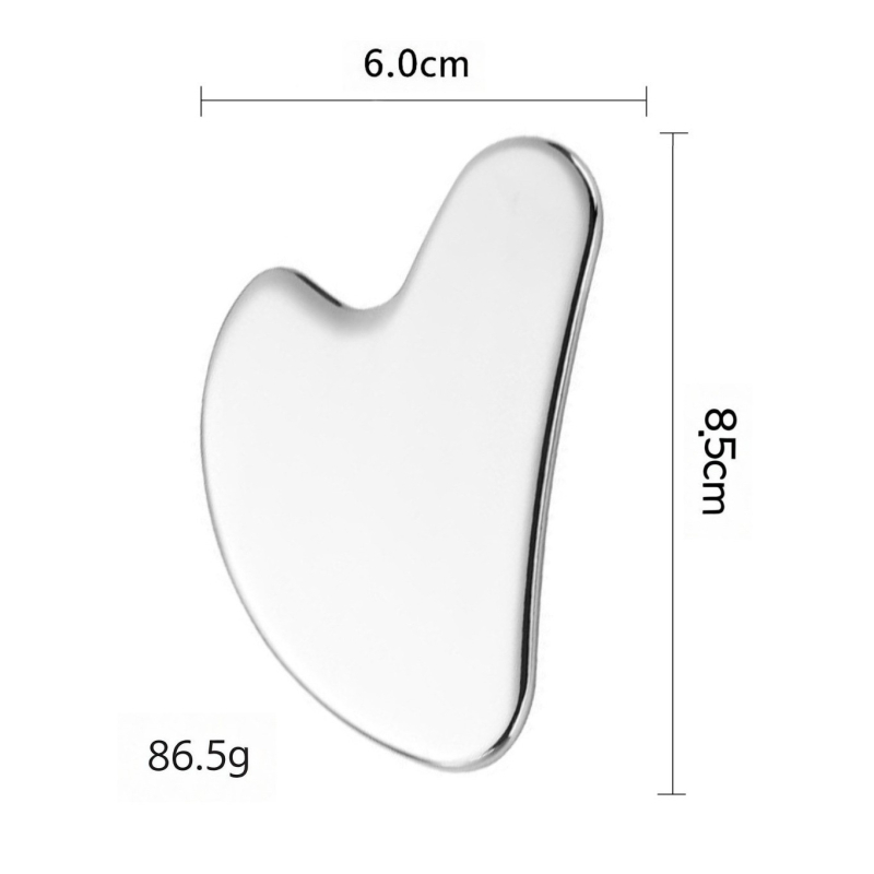Gua sha alat od 304 nehrđajućeg čelika, u obliku srca, za lice, s ogledno poliranim završetkom