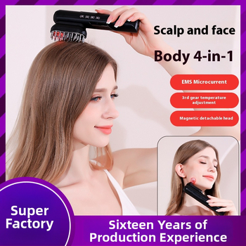 4-in-1 grožio šukė su mikro srovės masažu ir galvos odos gydymo aplikatoriumi – riebalų kontrolė, pleiskanojimas, niežulys, galvos odos nuraminimas