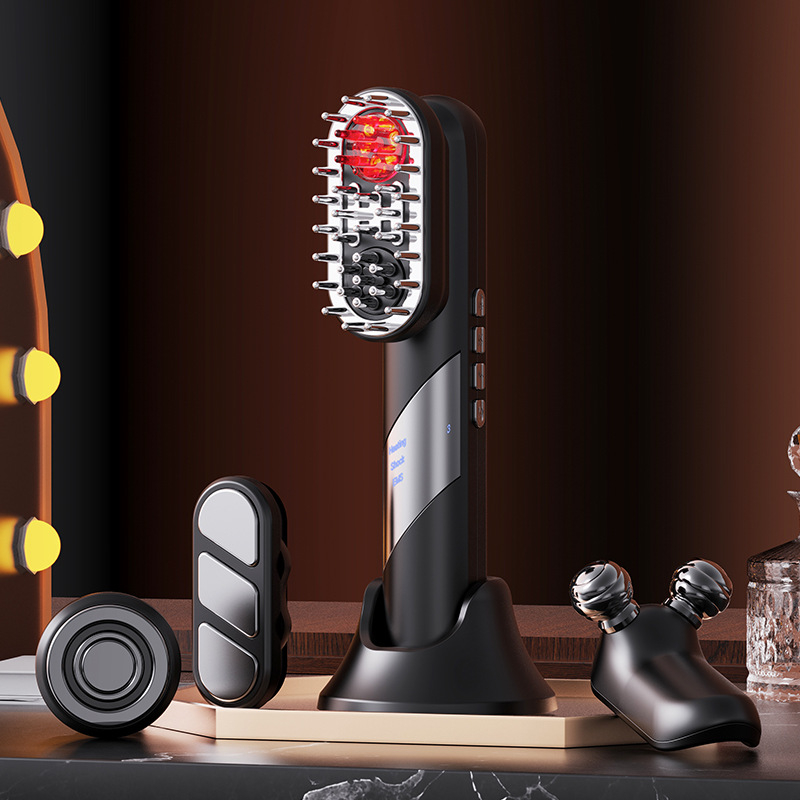 Pieptene de frumusețe 4-în-1 cu masaj cu microcurent și aplicator pentru scalp – Controlul sebumului, Anti mătreață, Anti mâncărime, Calmarea scalpului