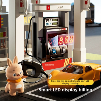 Yisi degvielas stacija rotaļu komplekts – balss paziņojumi, simulēta uzpildīšana un skaitīšana, plastmasas konstrukcija, bērniem 4–6 gadi