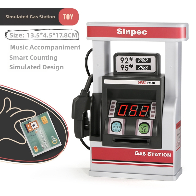 Yisi degvielas stacija rotaļu komplekts – balss paziņojumi, simulēta uzpildīšana un skaitīšana, plastmasas konstrukcija, bērniem 4–6 gadi