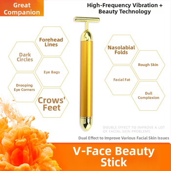 Tipo T, 24K auksinis elektrinis veido masažo lazdelė V-veido pakėlimui – veido grožio prietaisas, vieno greičio, namų naudojimui