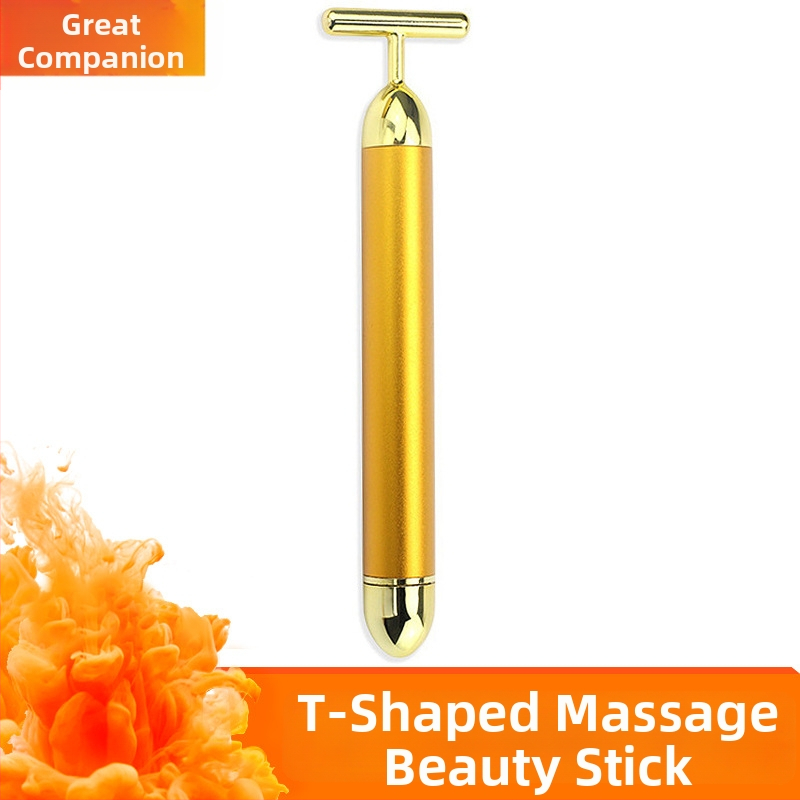 Tipo T, 24K auksinis elektrinis veido masažo lazdelė V-veido pakėlimui – veido grožio prietaisas, vieno greičio, namų naudojimui