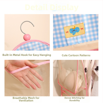 Sienas karājama uzglabāšanas soma veļas apakšveļai un zeķēm, poliesters, karikatūru dizains; Zīmols: Cute and Transparent; Preces kods: Lh126