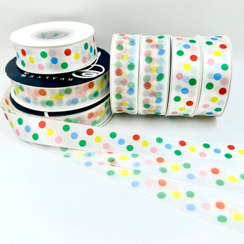 Juostelė dovanų įpakavimui su taškuotu raštu, poliesteris, Qianqian Ribbon, tinka dovanoms ir tortoms, dekoratyvinė juostelė