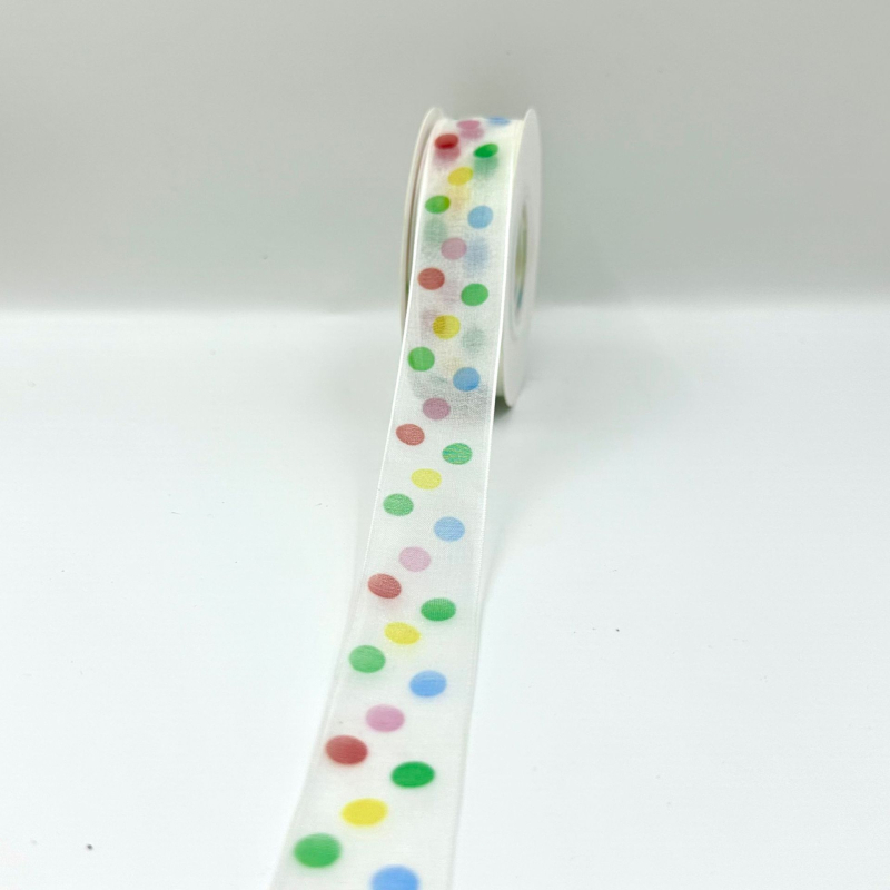 Juostelė dovanų įpakavimui su taškuotu raštu, poliesteris, Qianqian Ribbon, tinka dovanoms ir tortoms, dekoratyvinė juostelė