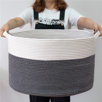 Pleteni sklopivi košarica za pohranu – pamukovo konopac, višenamjenska za rublje, donje rublje, kozmetiku i nakit te knjige, moderan minimalistički dizajn