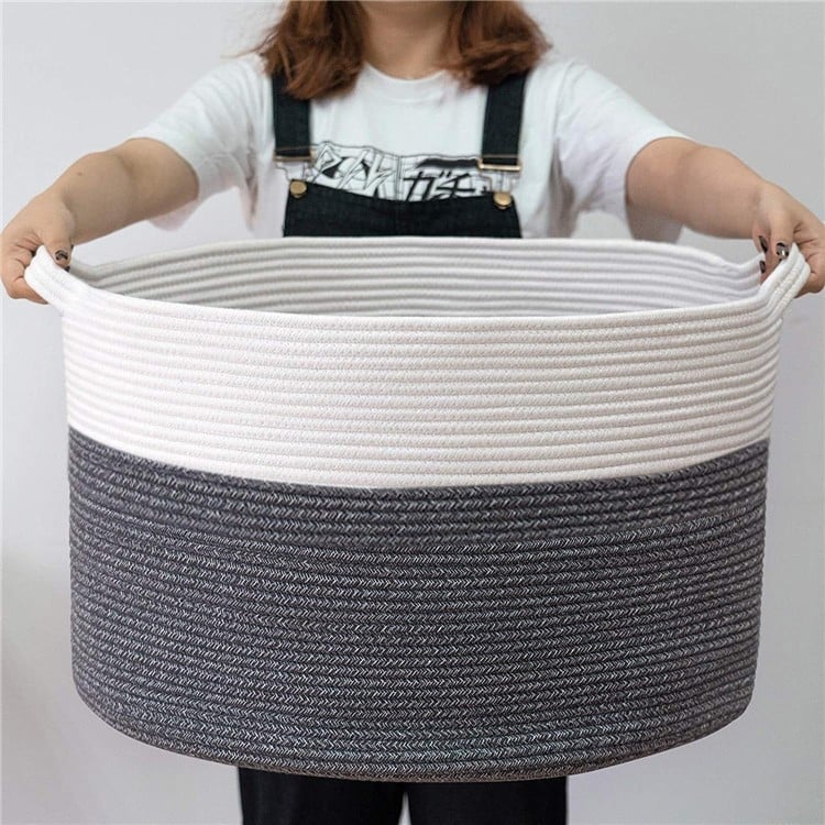 Pleteni sklopivi košarica za pohranu – pamukovo konopac, višenamjenska za rublje, donje rublje, kozmetiku i nakit te knjige, moderan minimalistički dizajn