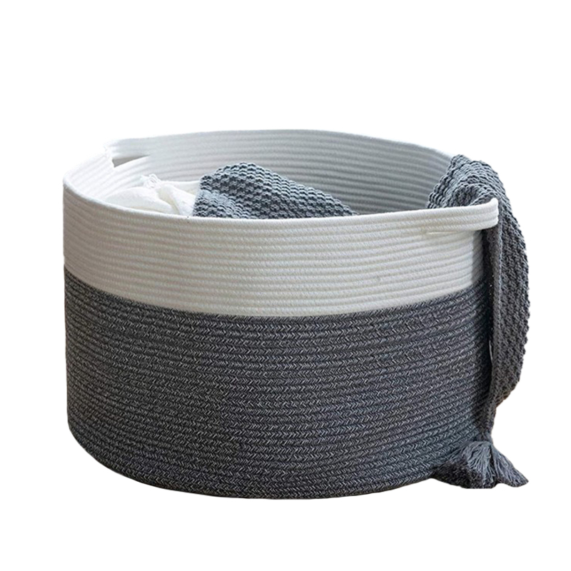 Pleteni sklopivi košarica za pohranu – pamukovo konopac, višenamjenska za rublje, donje rublje, kozmetiku i nakit te knjige, moderan minimalistički dizajn