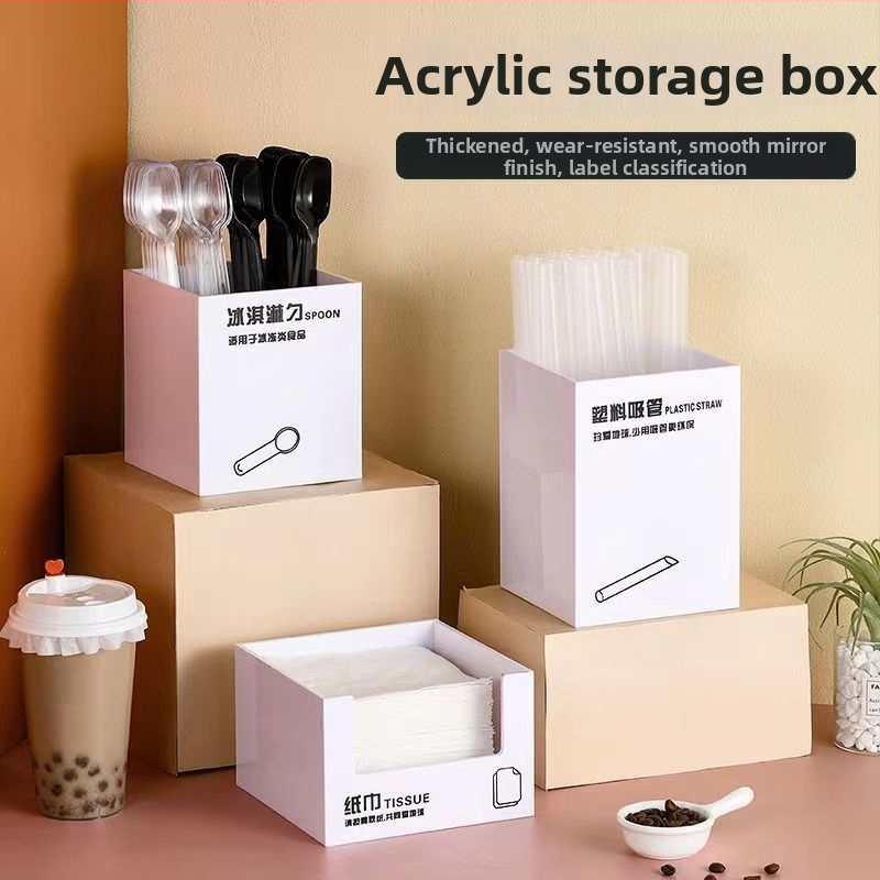 Joogikõrs ja taskurätikute hoiukarp, plastikust, sile pind, ruudu kuju, moodne minimalistlik stiil