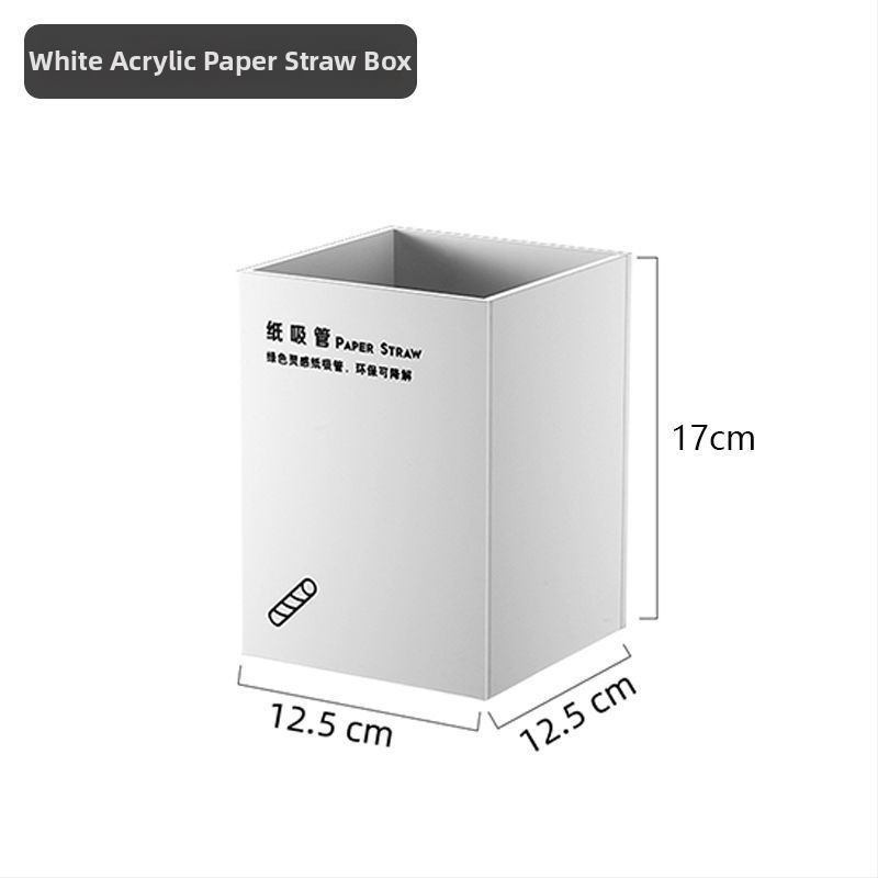 Šiaudų ir servetėlių laikymo dėžutė, plastikas, lygi apdaila, kvadratinė forma, modernus minimalistinis stilius