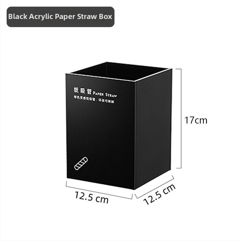 Šiaudų ir servetėlių laikymo dėžutė, plastikas, lygi apdaila, kvadratinė forma, modernus minimalistinis stilius