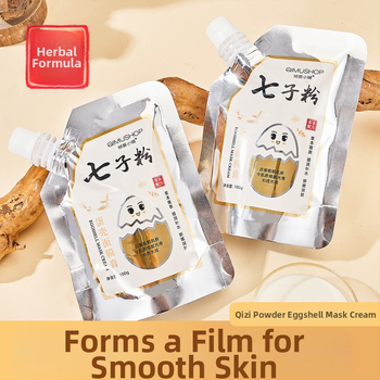 Veido kaukė krem-gelis su žolelių formule ir kiaušinio lukštu — drėkina ir šviesina odą