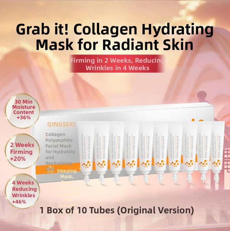 Kolageno peptidų veido kaukė, drėkinanti naktinė kaukė su liftuojančiu efektu, be skalavimo, 50 ml