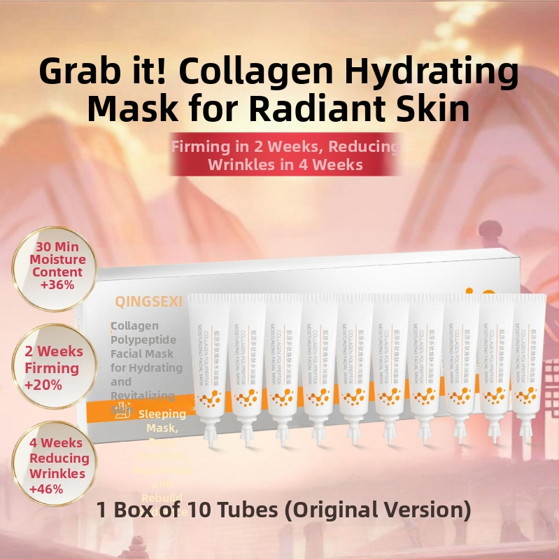 Kolageno peptidų veido kaukė, drėkinanti naktinė kaukė su liftuojančiu efektu, be skalavimo, 50 ml