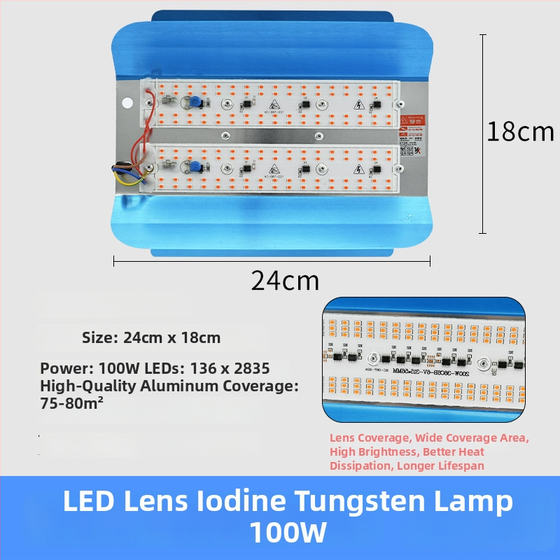 Augalų augimui LED lemputė, 100W, 100 LED, 1000 lm, IP65, tarnavimo laikas 50000 h