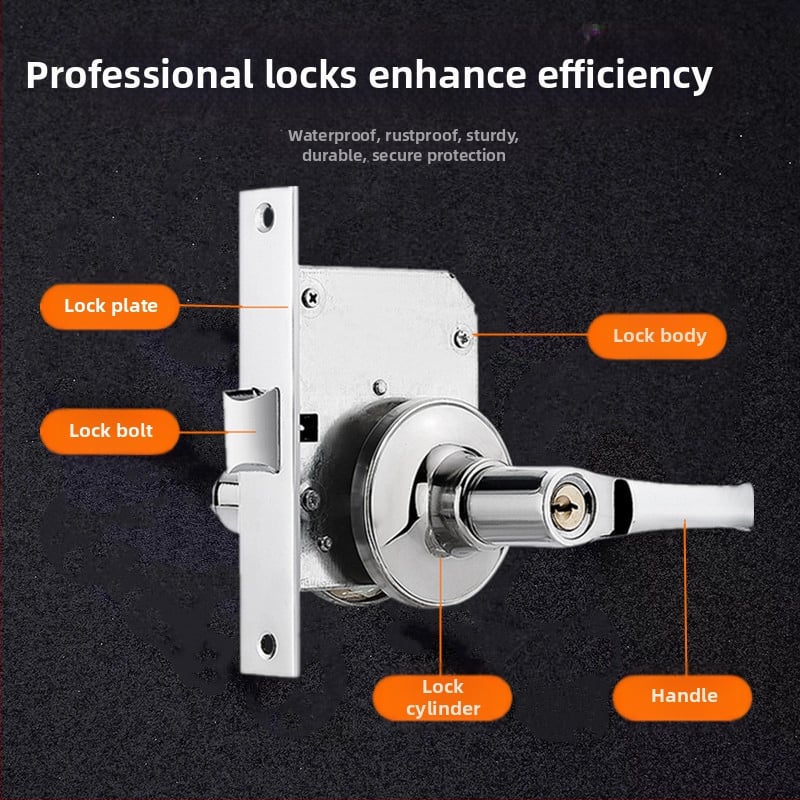 Gaisrų durų spyna – retrofit su raktu • nerūdijantis plienas • modelis: modifikuotas praėjimo užraktas su raktu • gaisrinėms durims • šiuolaikinis minimalistinis stilius • svoris 700 g