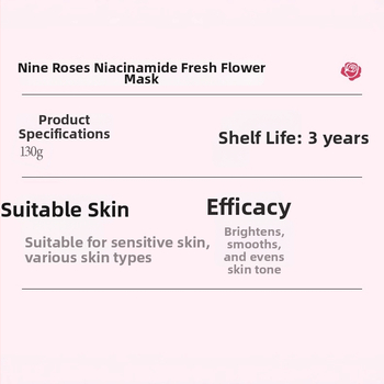Flower Plus Flower Üheksa Roosi Niatsiinamiidi Mask — kreemi-gel mask; sobib kõigile nahatüüpidele; säilivus 3 aastat; niisutav ja tooniv