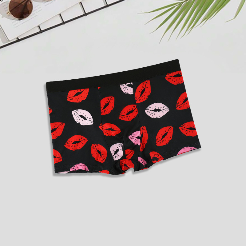 Vyriški apatiniai drabužiai iš užsienio su personalizuotais moderniais gyvūnų raštais, lediniu šilku, kvėpuojančiu ir antibakteriniu tarpkoju.