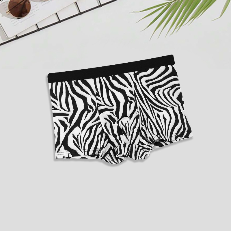 Vyriški apatiniai drabužiai iš užsienio su personalizuotais moderniais gyvūnų raštais, lediniu šilku, kvėpuojančiu ir antibakteriniu tarpkoju.