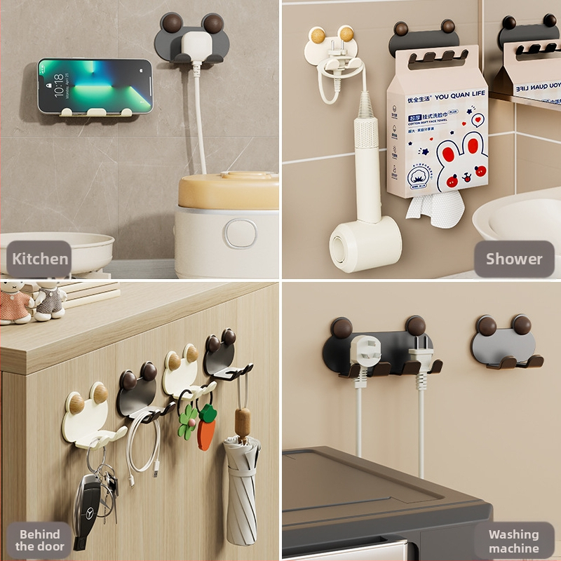 Nástenný kovový organizér káblov bez vŕtania s jedným hákom pre kuchynské káble