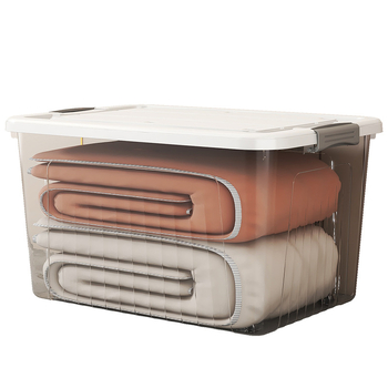 Riidekasti ladustamiskast, läbipaistev disain, 50–60 L maht, PP plastikust, mitmekülgne, tolmu- ja niiskuskindel