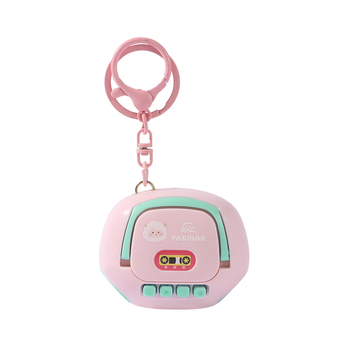 Mini karikatūrinis magnetofono rakšnų pakabukas su garsu, iš plastiko, karikatūrų stilius, puiki verslo dovana