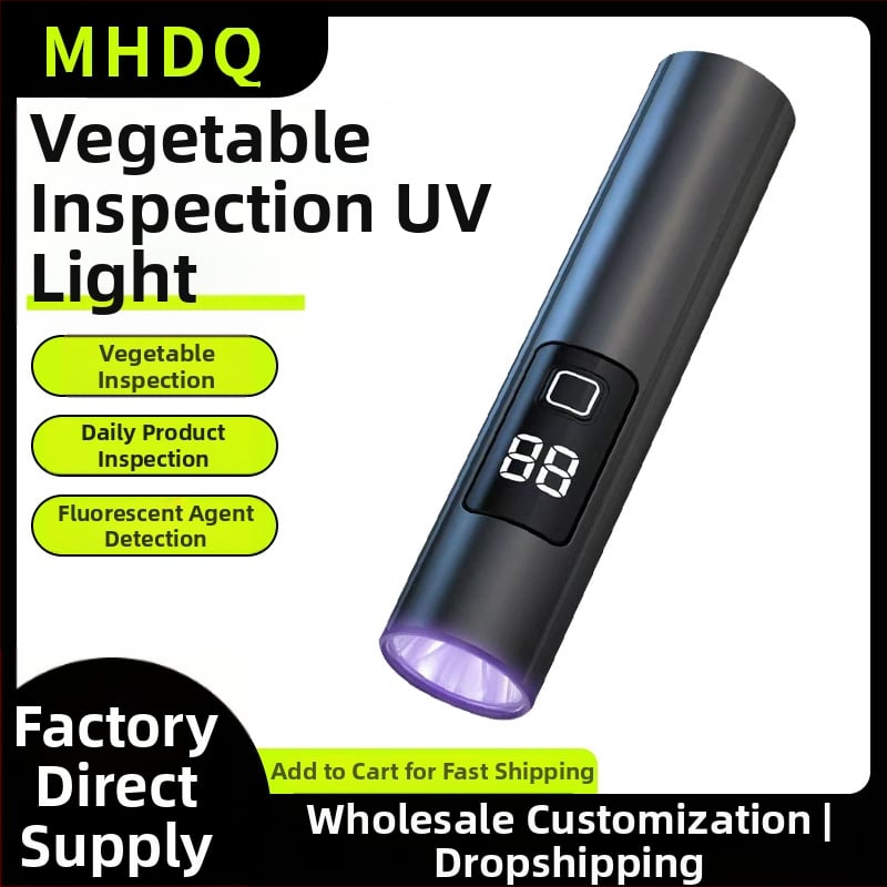 Dārzeņu UV atklāšanas pildspalva, 365 nm, ar digitālo displeju un LED lukturi – uzlādējams, 240–350 lm, ūdensizturīgs