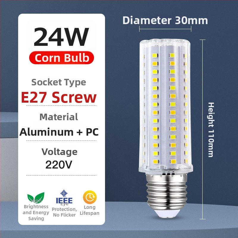 LED kukurūzų lemputė – akių apsauga, be mirgėjimo, 20W • 112 LED • 2000 lm • 360° spindulys • E27 lizdas