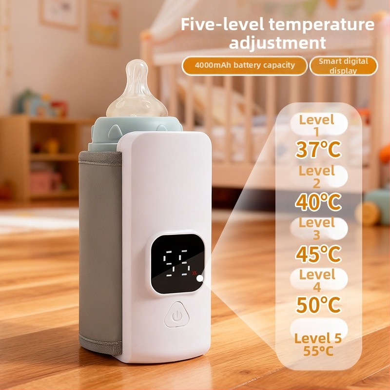 DL-568 kūdikio pieno šildytuvas, USB įkraunamas, 5V, 18W, mechaninis režimas, be laikmačio, nešiojamas buteliuko šildytuvas